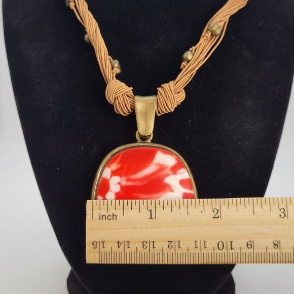 Coldwater Creek 16" Necklace Orange & White Pendant Chunky Retro Fashion Jewelry - Picture 6 of 9